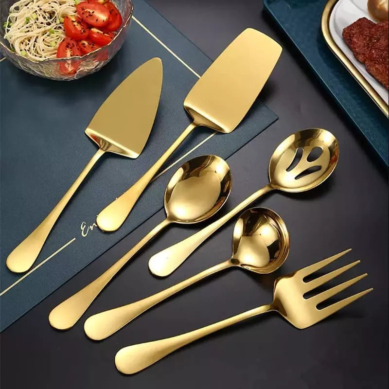 Kit Utensílios de Cozinha 6 Peças Inox Dourado