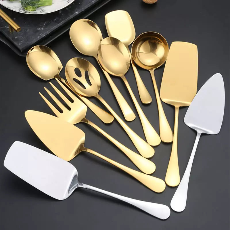 Kit Utensílios de Cozinha 6 Peças Inox Dourado