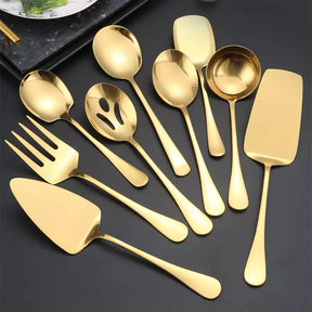 Kit Utensílios de Cozinha 6 Peças Inox Dourado