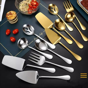 Kit Utensílios de Cozinha 6 Peças Inox Dourado