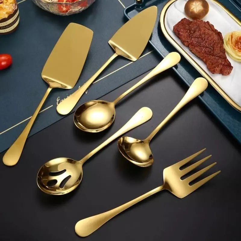 Kit Utensílios de Cozinha 6 Peças Inox Dourado