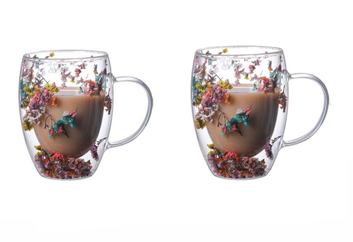 Caneca de Parede Dupla Floral 300mL - Lojas Condado