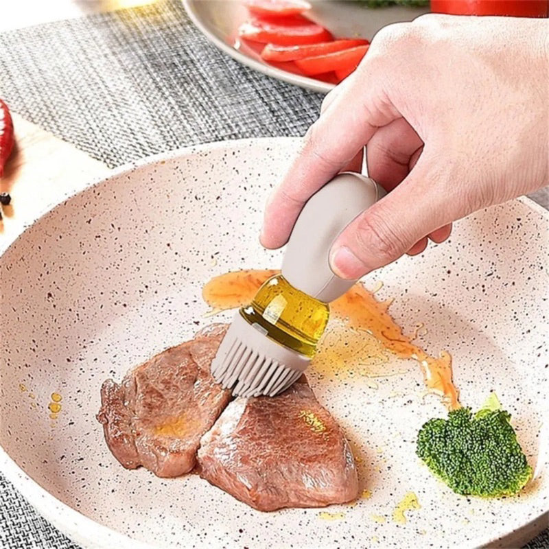 Dispensador de Óleo e Azeite 2 em 1 com Escova de Silicone para Cozinha