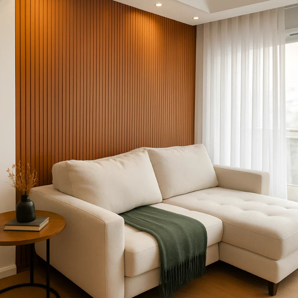 Painel Ripado Laminado de EVA Autocolante Auréon - Sofisticação e Conforto em Cada Detalhe