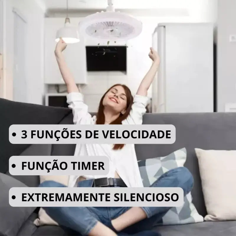 Ventilador com Luminária Posh 2 em 1 | Controle Remoto Incluso