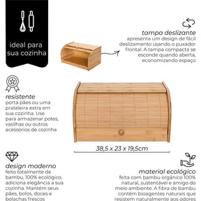 Porta Paes Com Tampa Retratil Ecokitchen Bambum