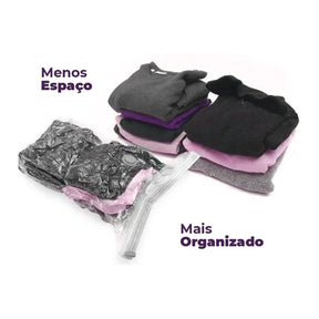 Kit Saco a Vacuo + Bomba Manual Organização de Roupas Mala Viagem Guarda Roupas